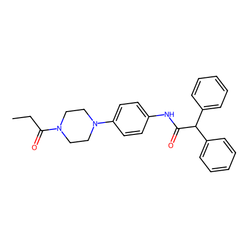2,2-diphenyl-N-[4-(4-propanoylpiperazin-1-yl)phenyl]acetamide structure