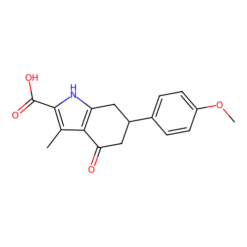 6-(4-methoxyphenyl)-3-methyl-4-oxo-4,5,6,7-tetrahydro-1H-indole-2-carboxylic acid structure