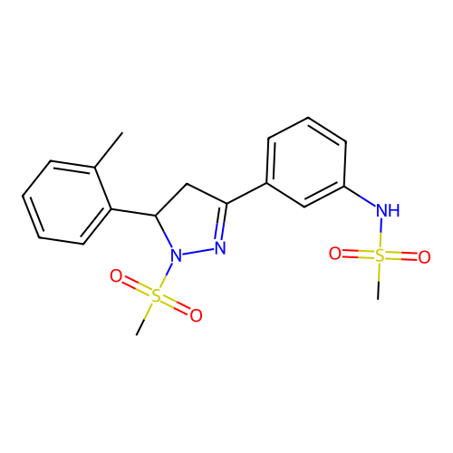 N-{3-[1-methanesulfonyl-5-(2-methylphenyl)-4,5-dihydro-1H-pyrazol-3-yl]phenyl}methanesulfonamide structure