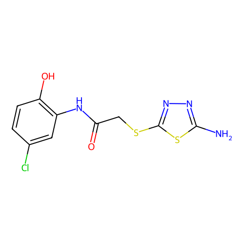 2-[(5-amino-1,3,4-thiadiazol-2-yl)sulfanyl]-N-(5-chloro-2-hydroxyphenyl)acetamide structure