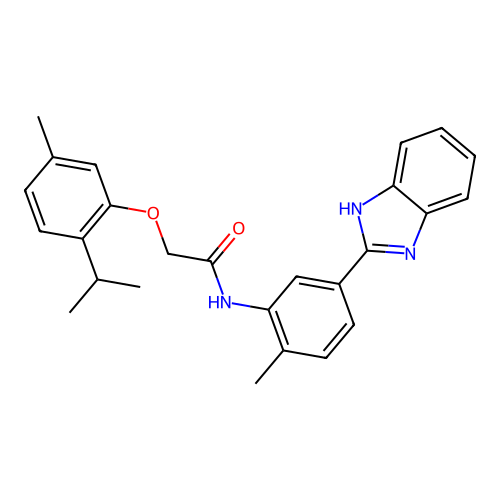 N-[5-(1H-benzimidazol-2-yl)-2-methylphenyl]-2-(5-methyl-2-propan-2-ylphenoxy)acetamide structure