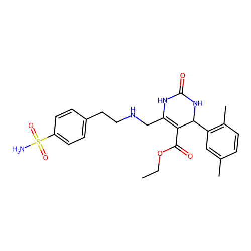 Ethyl 6-[[[2-[4-(aminosulfonyl)phenyl]ethyl]amino]methyl]-4-(2,5-dimethylphenyl)-1,2,3,4-tetrahydro-2-oxo-5-pyrimidinecarboxylate structure