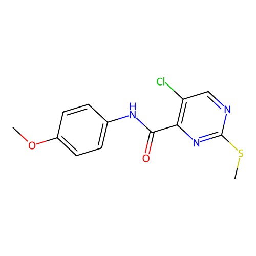 5-chloro-N-(4-methoxyphenyl)-2-(methylsulfanyl)pyrimidine-4-carboxamide structure