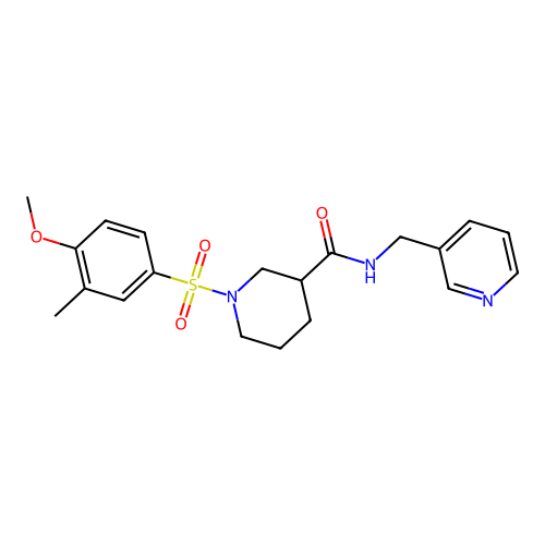 1-(4-methoxy-3-methylphenyl)sulfonyl-N-(pyridin-3-ylmethyl)piperidine-3-carboxamide structure