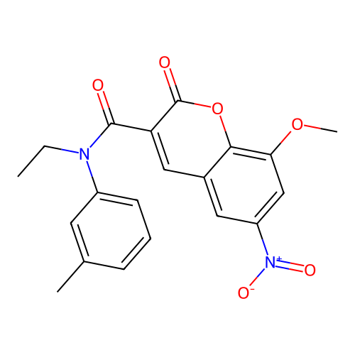 N-ethyl-8-methoxy-N-(3-methylphenyl)-6-nitro-2-oxo-2H-chromene-3-carboxamide structure