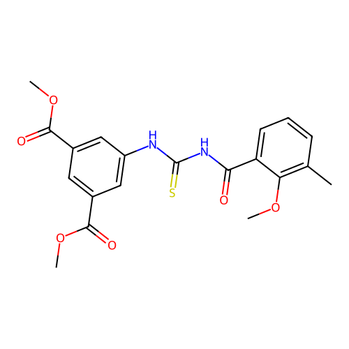 Dimethyl 5-({[(2-methoxy-3-methylbenzoyl)amino]carbothioyl}amino)isophthalate structure