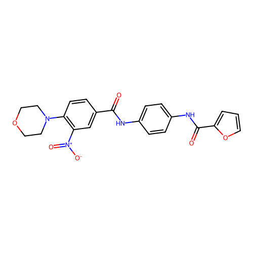 N-[4-[(4-morpholin-4-yl-3-nitrobenzoyl)amino]phenyl]furan-2-carboxamide structure