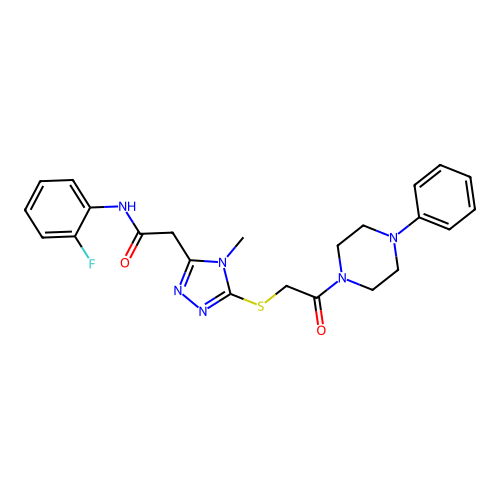 N-(2-fluorophenyl)-2-(4-methyl-5-{[2-oxo-2-(4-phenylpiperazin-1-yl)ethyl]sulfanyl}-4H-1,2,4-triazol-3-yl)acetamide structure
