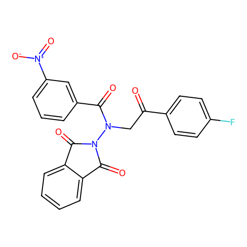 N-(1,3-dioxoisoindol-2-yl)-N-[2-(4-fluorophenyl)-2-oxoethyl]-3-nitrobenzamide structure