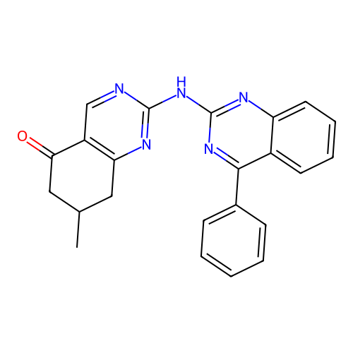 7-methyl-2-[(4-phenylquinazolin-2-yl)amino]-7,8-dihydroquinazolin-5(6H)-one structure