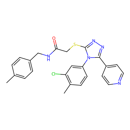 2-[[4-(3-chloro-4-methylphenyl)-5-pyridin-4-yl-1,2,4-triazol-3-yl]sulfanyl]-N-[(4-methylphenyl)methyl]acetamide structure