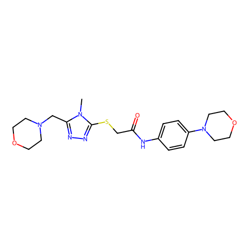 2-[[4-methyl-5-(morpholin-4-ylmethyl)-1,2,4-triazol-3-yl]sulfanyl]-N-(4-morpholin-4-ylphenyl)acetamide structure