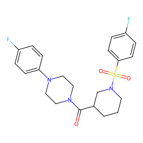 [4-(4-fluorophenyl)piperazin-1-yl]-[1-(4-fluorophenyl)sulfonylpiperidin-3-yl]methanone structure