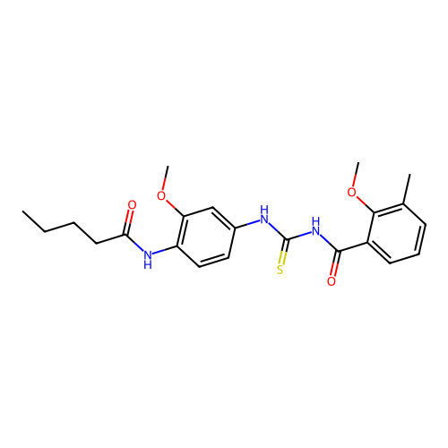 2-methoxy-N-[[3-methoxy-4-(pentanoylamino)phenyl]carbamothioyl]-3-methylbenzamide structure