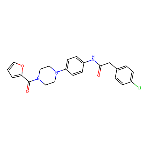 2-(4-chlorophenyl)-N-{4-[4-(2-furoyl)-1-piperazinyl]phenyl}acetamide structure