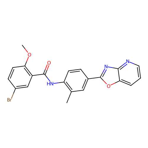 5-bromo-2-methoxy-N-(2-methyl-4-[1,3]oxazolo[4,5-b]pyridin-2-ylphenyl)benzamide structure