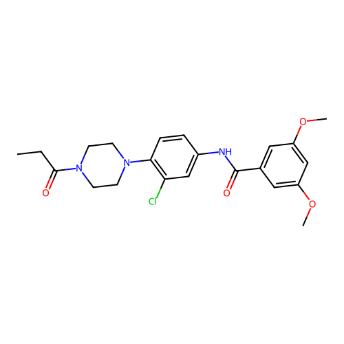 N-[3-chloro-4-(4-propanoylpiperazin-1-yl)phenyl]-3,5-dimethoxybenzamide structure