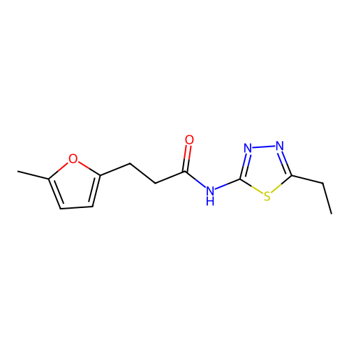 N-(5-ethyl-1,3,4-thiadiazol-2-yl)-3-(5-methylfuran-2-yl)propanamide structure