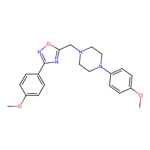 1-(4-methoxyphenyl)-4-{[3-(4-methoxyphenyl)-1,2,4-oxadiazol-5-yl]methyl}piperazine structure