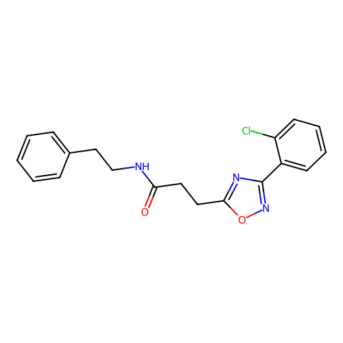 3-[3-(2-chlorophenyl)-1,2,4-oxadiazol-5-yl]-N-(2-phenylethyl)propanamide structure
