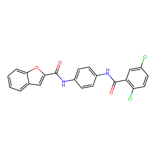 N-[4-[(2,5-dichlorobenzoyl)amino]phenyl]-1-benzofuran-2-carboxamide structure