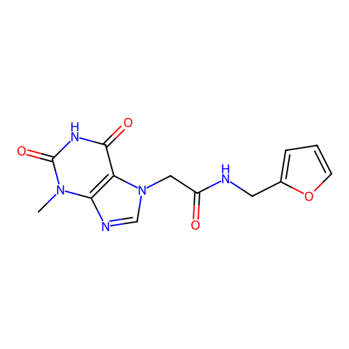 N-(furan-2-ylmethyl)-2-(3-methyl-2,6-dioxopurin-7-yl)acetamide structure