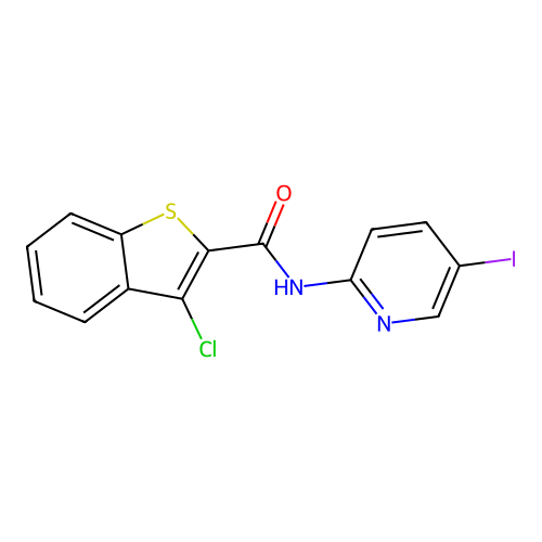 3-chloro-N-(5-iodo-2-pyridinyl)-1-benzothiophene-2-carboxamide structure