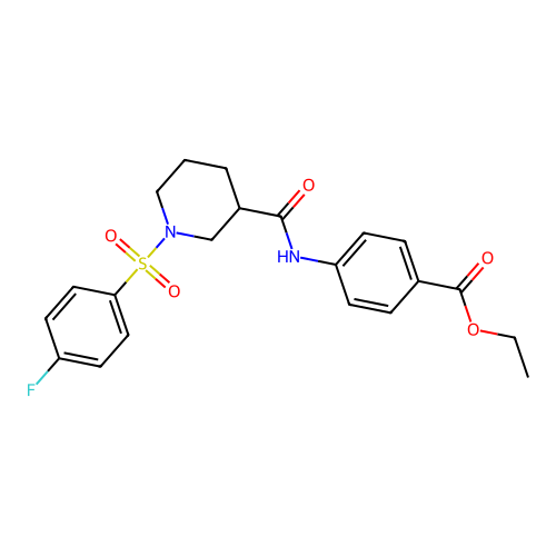 Ethyl 4-[[1-(4-fluorophenyl)sulfonylpiperidine-3-carbonyl]amino]benzoate structure