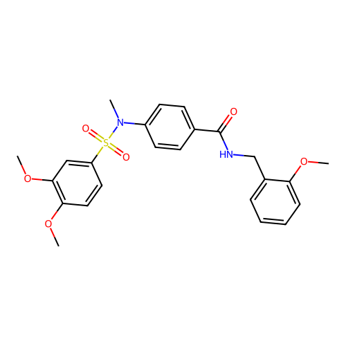 4-[(3,4-dimethoxyphenyl)sulfonyl-methylamino]-N-[(2-methoxyphenyl)methyl]benzamide structure