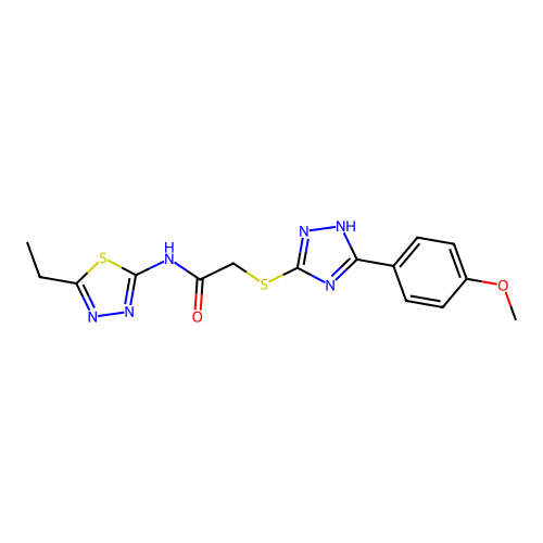 N-(5-ethyl-1,3,4-thiadiazol-2-yl)-2-((5-(4-methoxyphenyl)-4H-1,2,4-triazol-3-yl)thio)acetamide structure