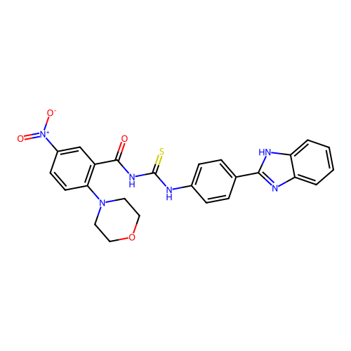 N-[[4-(1H-benzimidazol-2-yl)phenyl]carbamothioyl]-2-morpholin-4-yl-5-nitrobenzamide structure