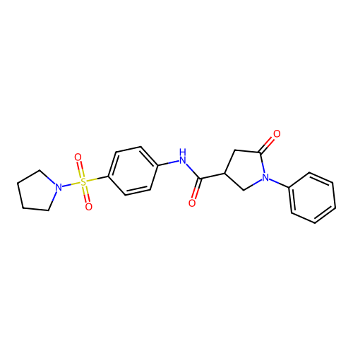5-oxo-1-phenyl-N-(4-pyrrolidin-1-ylsulfonylphenyl)pyrrolidine-3-carboxamide structure