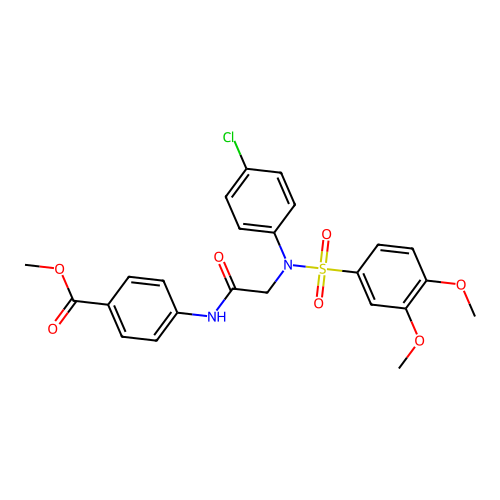 methyl 4-({N-(4-chlorophenyl)-N-[(3,4-dimethoxyphenyl)sulfonyl]glycyl}amino)benzoate structure