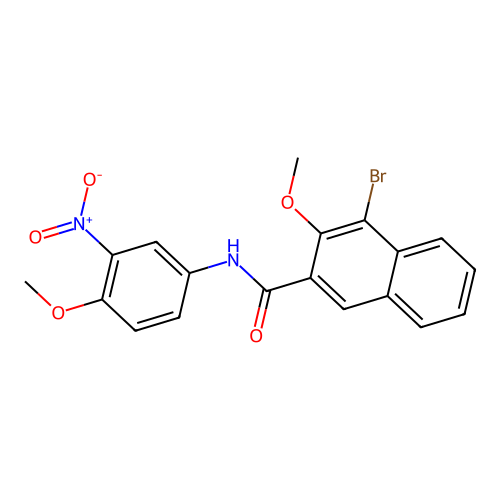 4-bromo-3-methoxy-N-(4-methoxy-3-nitrophenyl)naphthalene-2-carboxamide structure