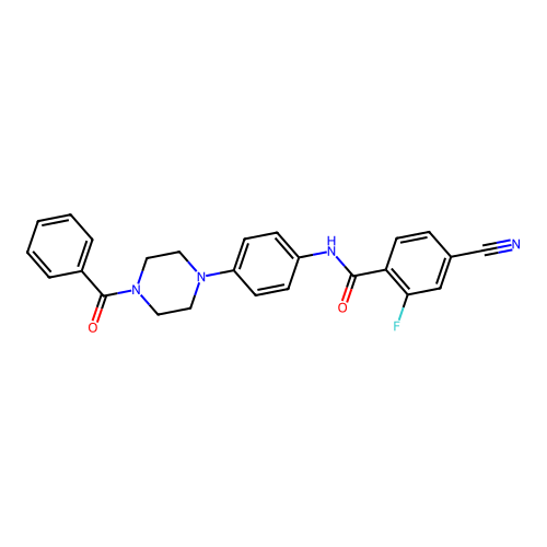 N-[4-(4-benzoylpiperazin-1-yl)phenyl]-4-cyano-2-fluorobenzamide structure