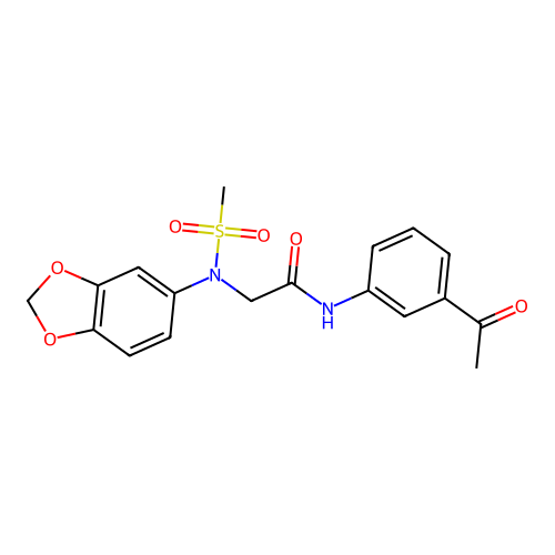 N-(3-acetylphenyl)-2-[1,3-benzodioxol-5-yl(methylsulfonyl)amino]acetamide structure