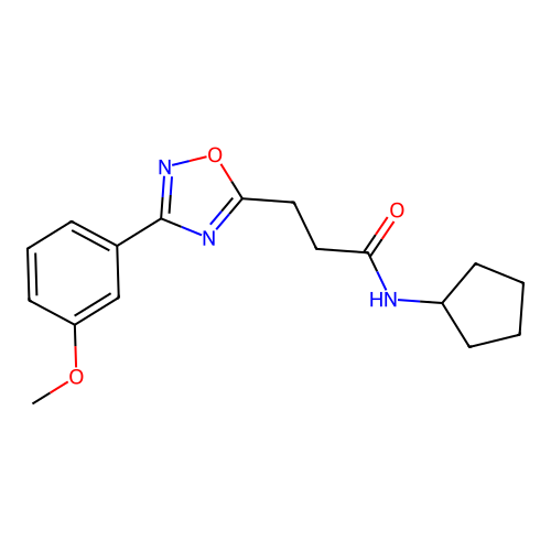 N-cyclopentyl-3-[3-(3-methoxyphenyl)-1,2,4-oxadiazol-5-yl]propanamide structure