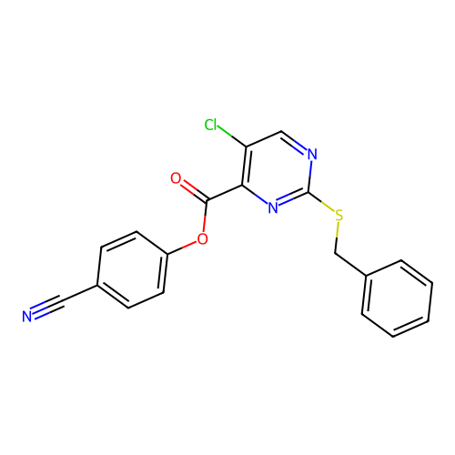 4-Cyanophenyl 2-(benzylsulfanyl)-5-chloropyrimidine-4-carboxylate structure