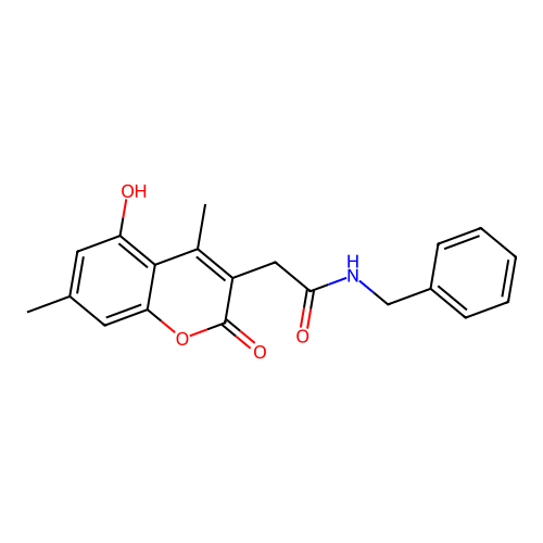 N-benzyl-2-(5-hydroxy-4,7-dimethyl-2-oxo-2H-chromen-3-yl)acetamide structure