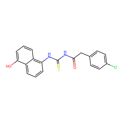 2-(4-chlorophenyl)-N-[(5-hydroxynaphthalen-1-yl)carbamothioyl]acetamide structure