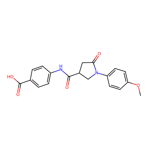 4-[1-(4-Methoxyphenyl)-5-oxopyrrolidine-3-amido]benzoic acid structure