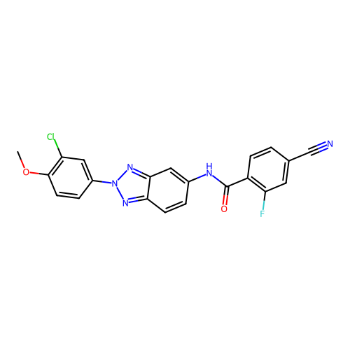 N-[2-(3-chloro-4-methoxyphenyl)-2H-benzotriazol-5-yl]-4-cyano-2-fluorobenzamide structure