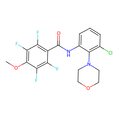 N-[3-chloro-2-(4-morpholinyl)phenyl]-2,3,5,6-tetrafluoro-4-methoxybenzamide structure