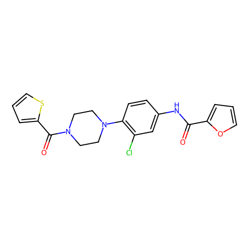 N-{3-chloro-4-[4-(2-thienylcarbonyl)-1-piperazinyl]phenyl}-2-furamide structure
