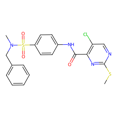N-{4-[benzyl(methyl)sulfamoyl]phenyl}-5-chloro-2-(methylsulfanyl)pyrimidine-4-carboxamide structure