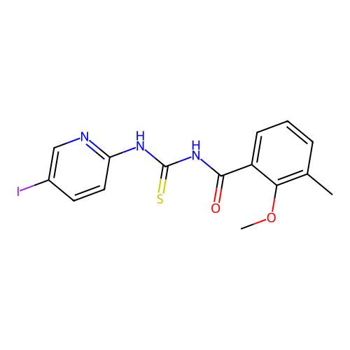 N-[(5-iodopyridin-2-yl)carbamothioyl]-2-methoxy-3-methylbenzamide structure