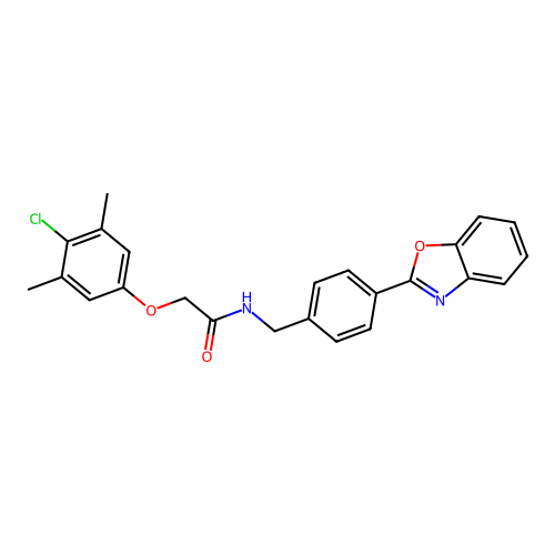 N-[4-(1,3-benzoxazol-2-yl)benzyl]-2-(4-chloro-3,5-dimethylphenoxy)acetamide structure