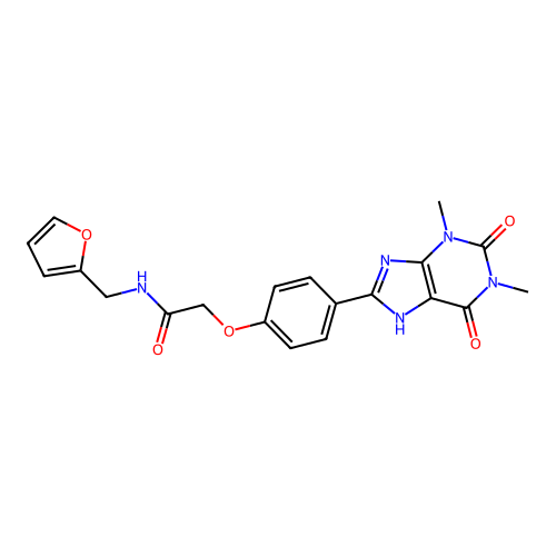 2-[4-(1,3-dimethyl-2,6-dioxo-7H-purin-8-yl)phenoxy]-N-(furan-2-ylmethyl)acetamide structure