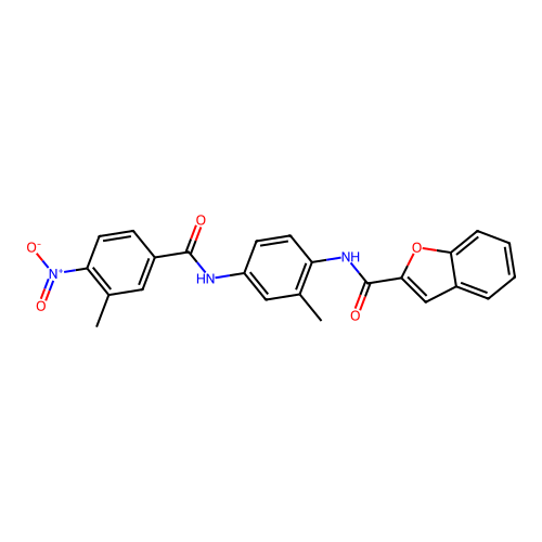 N-[2-methyl-4-[(3-methyl-4-nitrobenzoyl)amino]phenyl]-1-benzofuran-2-carboxamide structure