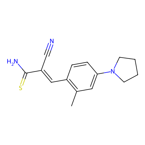 (2E)-2-cyano-3-[2-methyl-4-(pyrrolidin-1-yl)phenyl]prop-2-enethioamide structure